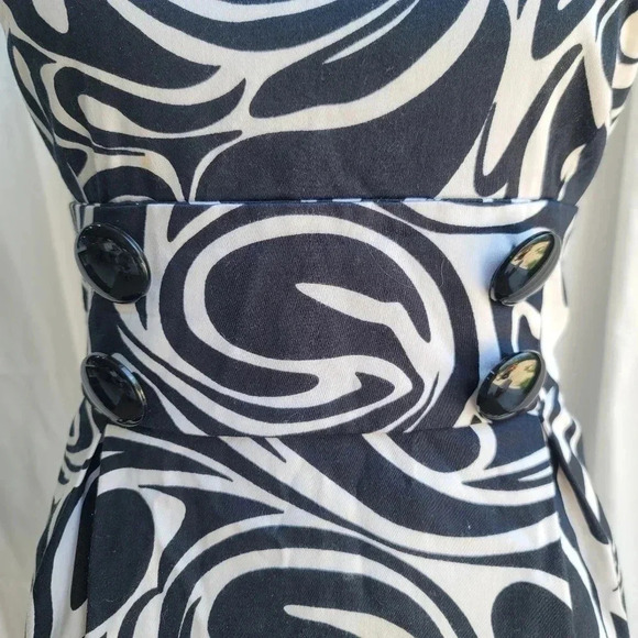 Michael Kors Black White Abstract Womens Sleeveless Casual Dress Buttons Pleat 6 - Picture 6 of 12